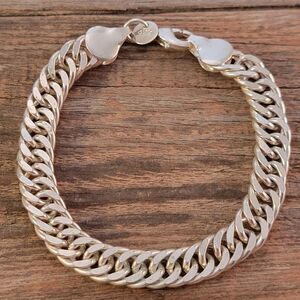 Silverplated Cuban Link Unisex 8" Chain Bracelet